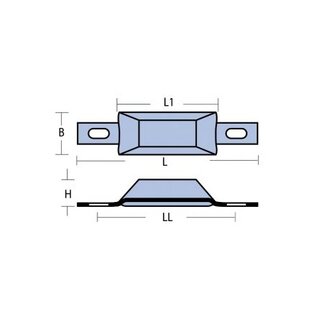 Rumpf-Zinkanode 200g rechteckig flach 110x35x15mm